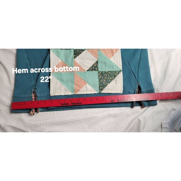 Upcycled repurposed quilted hoodie teal - Picture 7 of 7